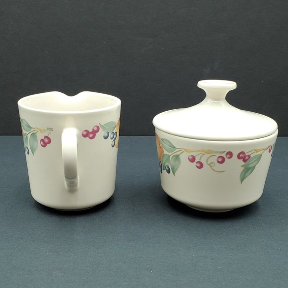Corning Abundance Creamer Sugar Bowl Corelle Fruit Pattern Cream Sugar Set - Picture 2 of 9